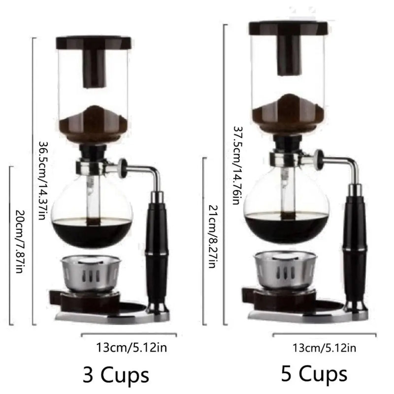 Cafeteira Sifão Clássica em Vidro – Infusão a Vácuo com Filtro Reutilizável e Queimador