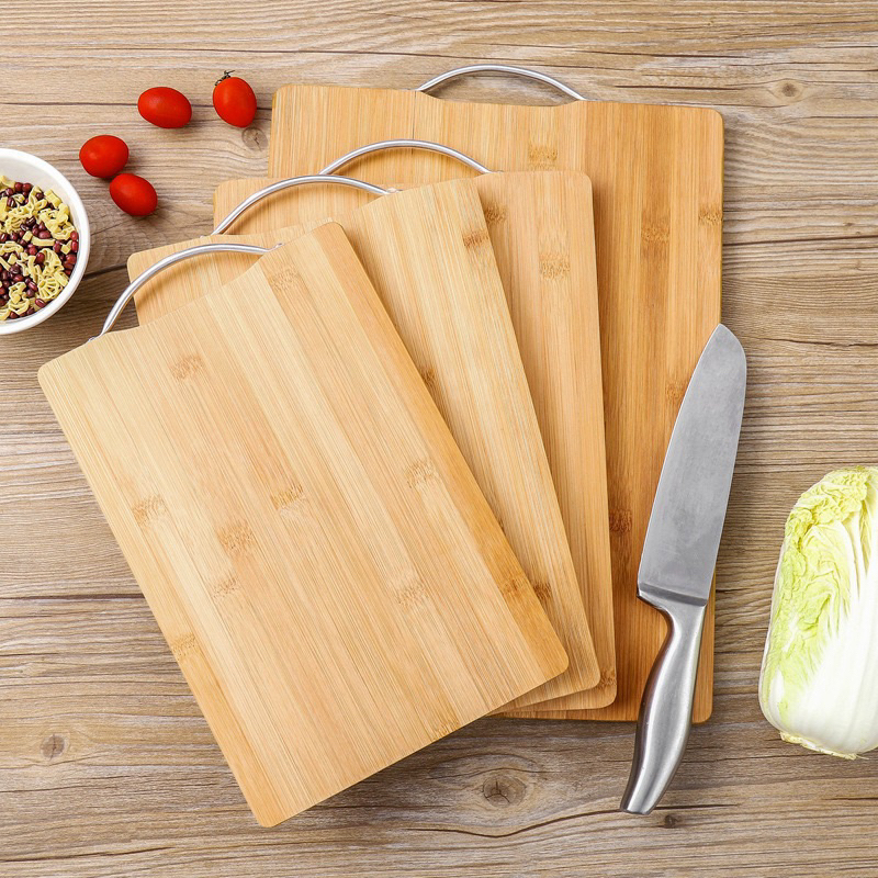 Tábua De 100% bambu 38x28cm para Carne Legumes frutas Material Ecológico Bambu Com Alça aço