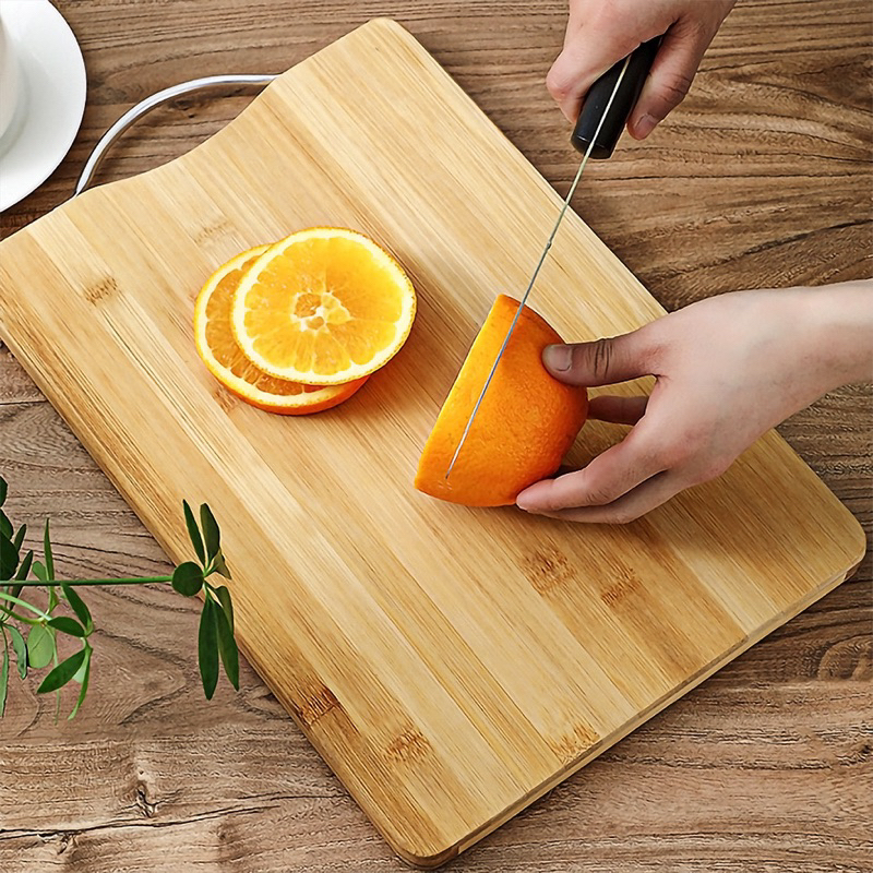 Tábua De 100% bambu 38x28cm para Carne Legumes frutas Material Ecológico Bambu Com Alça aço