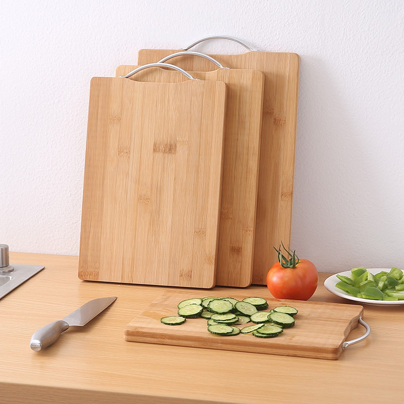 Tábua De 100% bambu 38x28cm para Carne Legumes frutas Material Ecológico Bambu Com Alça aço