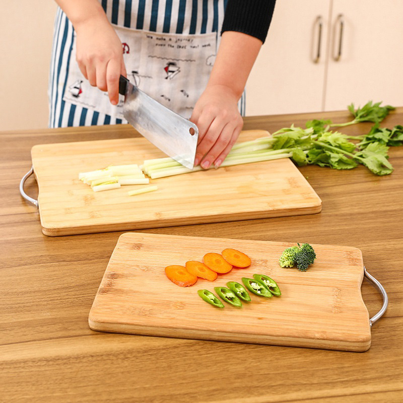 Tábua De 100% bambu 38x28cm para Carne Legumes frutas Material Ecológico Bambu Com Alça aço