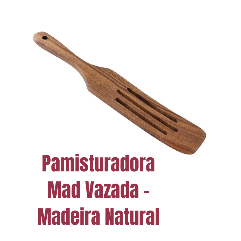 Pamisturadora Mad Vazada - Madeira Natural para cozinha Utensílio ecológico com estilo rústico