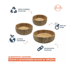 Bowl Canelado de Bambu Oikos - Kit com 3 pçs - Tigela, Saladeira, pote bambu