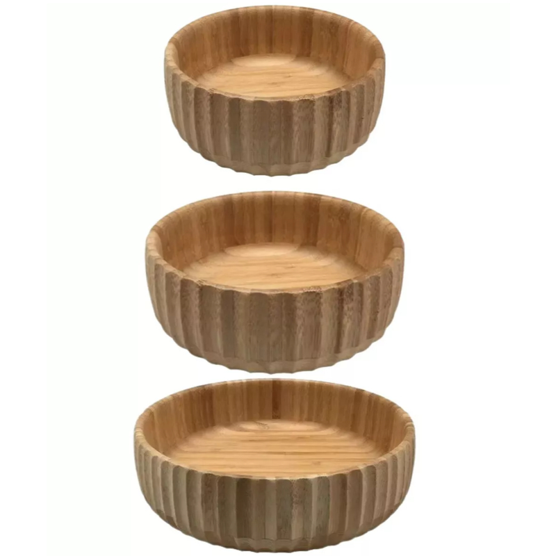 Kit Bowl Canelado de Bambu Oikos – 3 Peças
