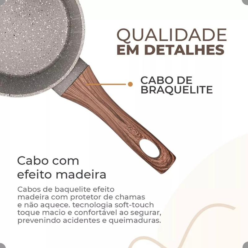 Jogo De Panelas Antiaderente Cerâmica Mimo Style 10 Peças Grafite