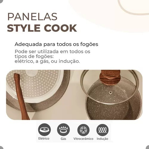 Jogo De Panelas Antiaderente Cerâmica Mimo Style 10 Peças Grafite