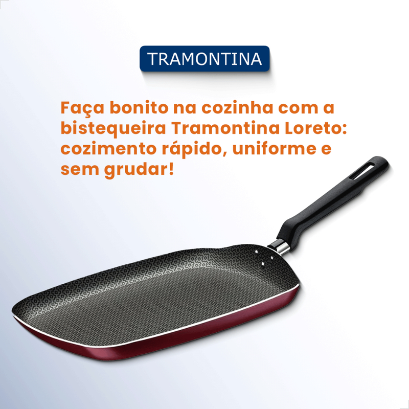 Bistequeira Lisa Tramontina Loreto Starflon Max Aluminio antiaderente 26cm 1L Frigideria Quadrada