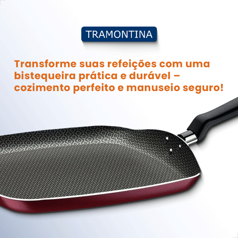 Bistequeira Lisa Tramontina Loreto Starflon Max Aluminio antiaderente 26cm 1L Frigideria Quadrada