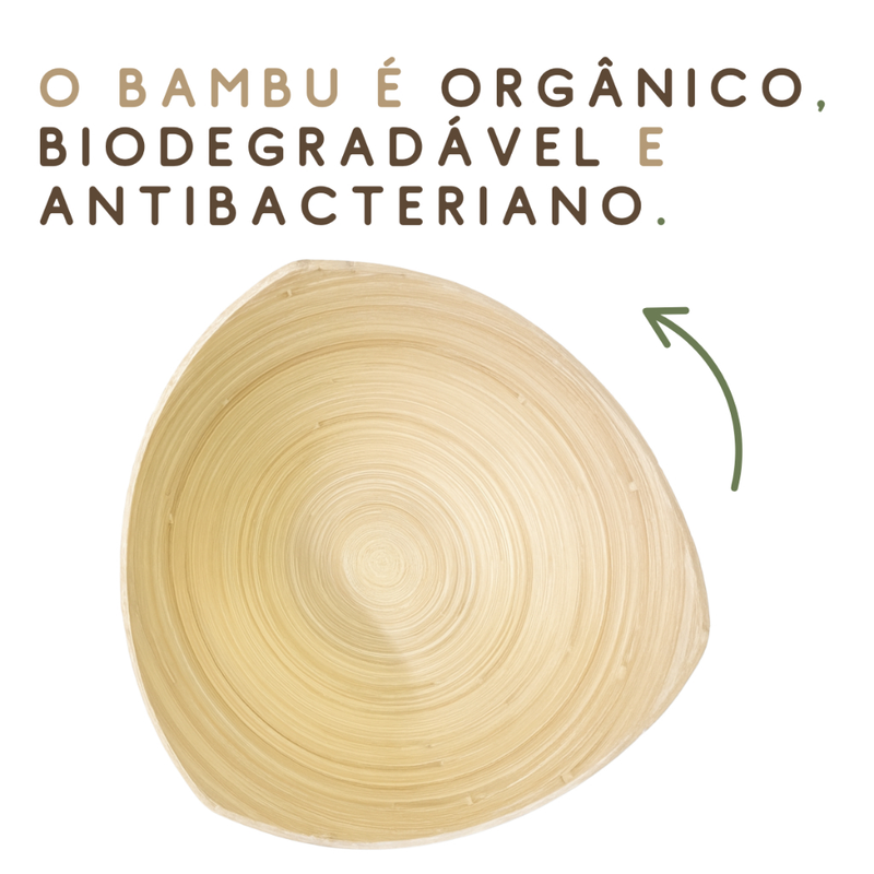 Saladeira Eco Bambu Moderna 3.5L Centro Mesa Fruteira Temperar Saladas em Casa Tigela