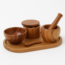 Kit Utensílios de Cozinha em Madeira Acácia com 4 Peças