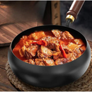 Frigideira Alta de Ferro Resistente Anti Aderente Com Tampa e Cabo de Madeira 28cm