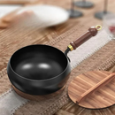 Frigideira Alta de Ferro Resistente Anti Aderente Com Tampa e Cabo de Madeira 28cm