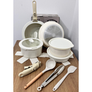 Jogo de Panelas Antiaderente com 18 Peças incluido 2 Cabos Removível