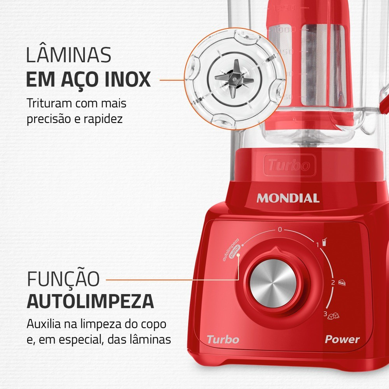 Liquidificador 3 velocidades 550W Power Turbo Power - L-99-FR - Mondial